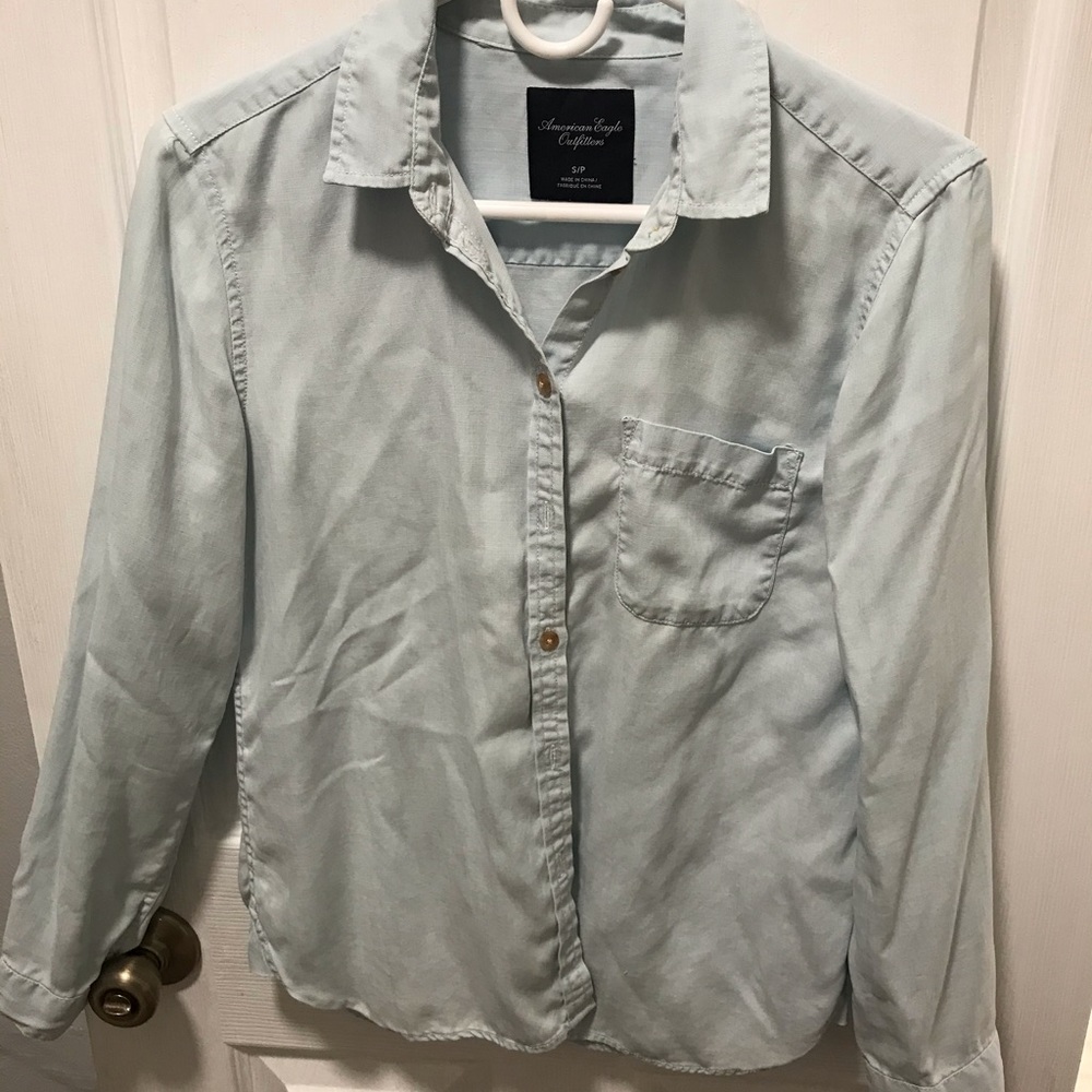 American Eagle light blue button up, size small